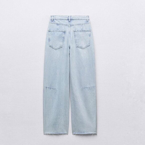 Zara Women Jeans EU 34 US 2 Blue Darted Balloon Slim Fit Curved Leg 6186/044 NWT - Picture 4 of 16